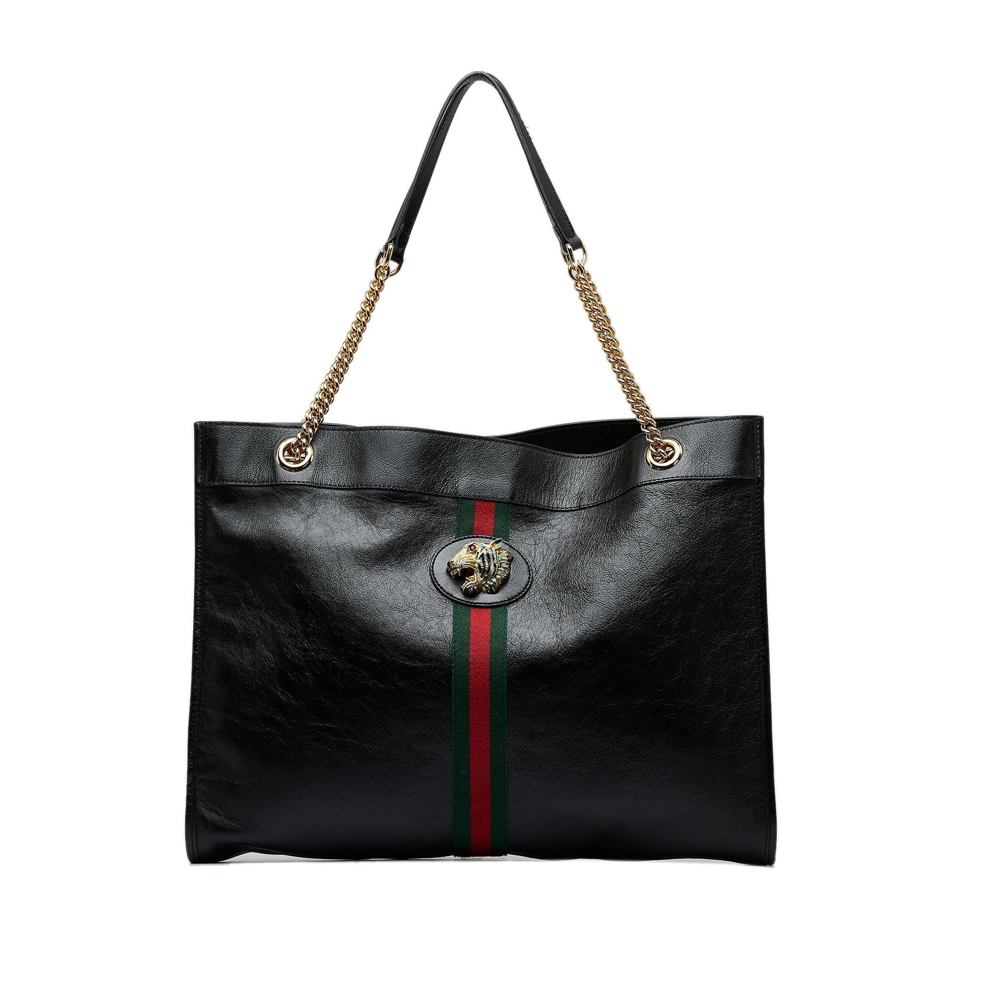 Gucci Black Leather Chain Tote