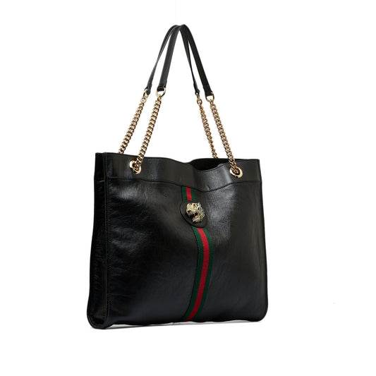 Gucci Black Leather Chain Tote