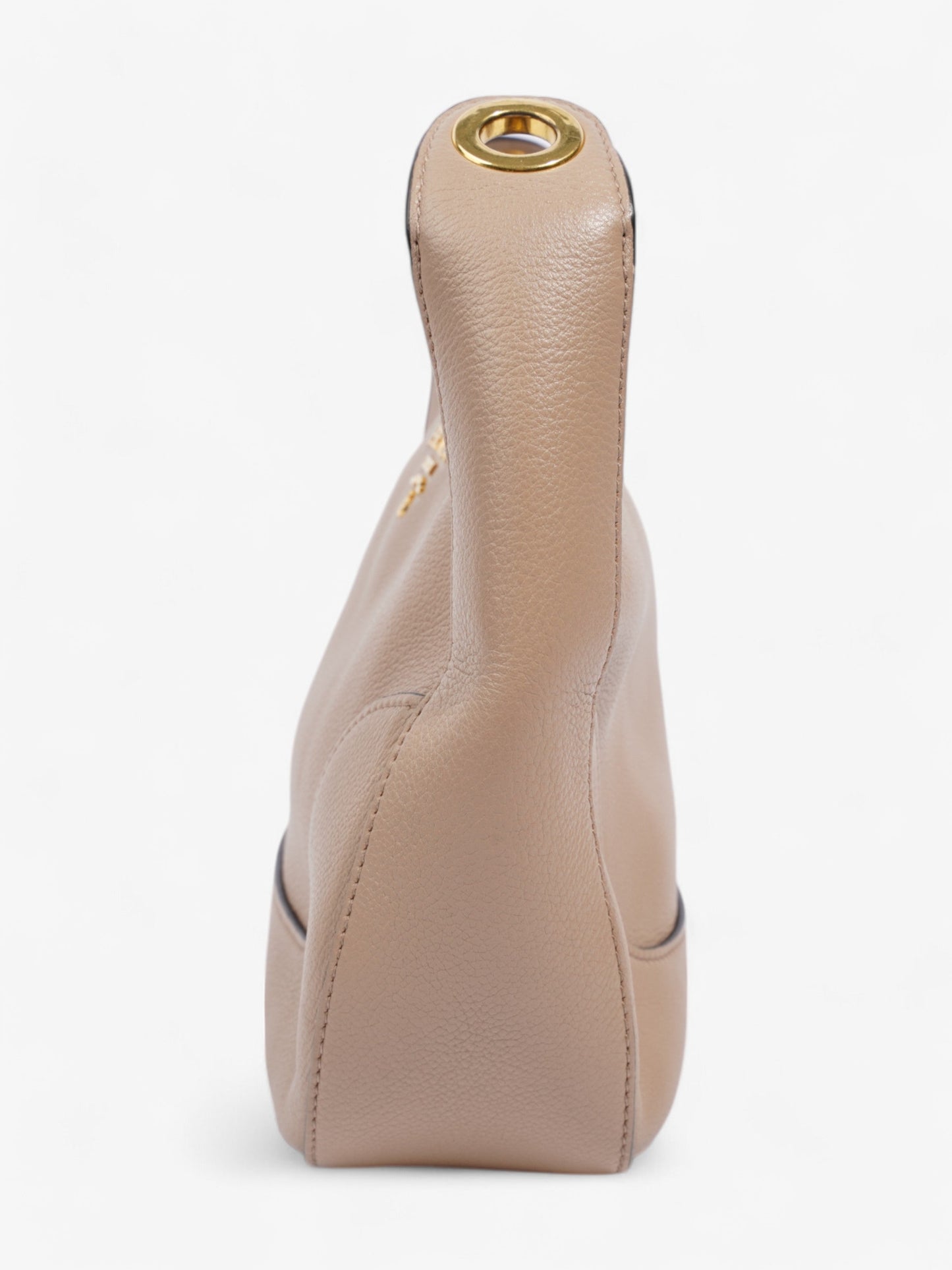 Prada Zipped Hobo Taupe Calfskin Leather Beige Leather