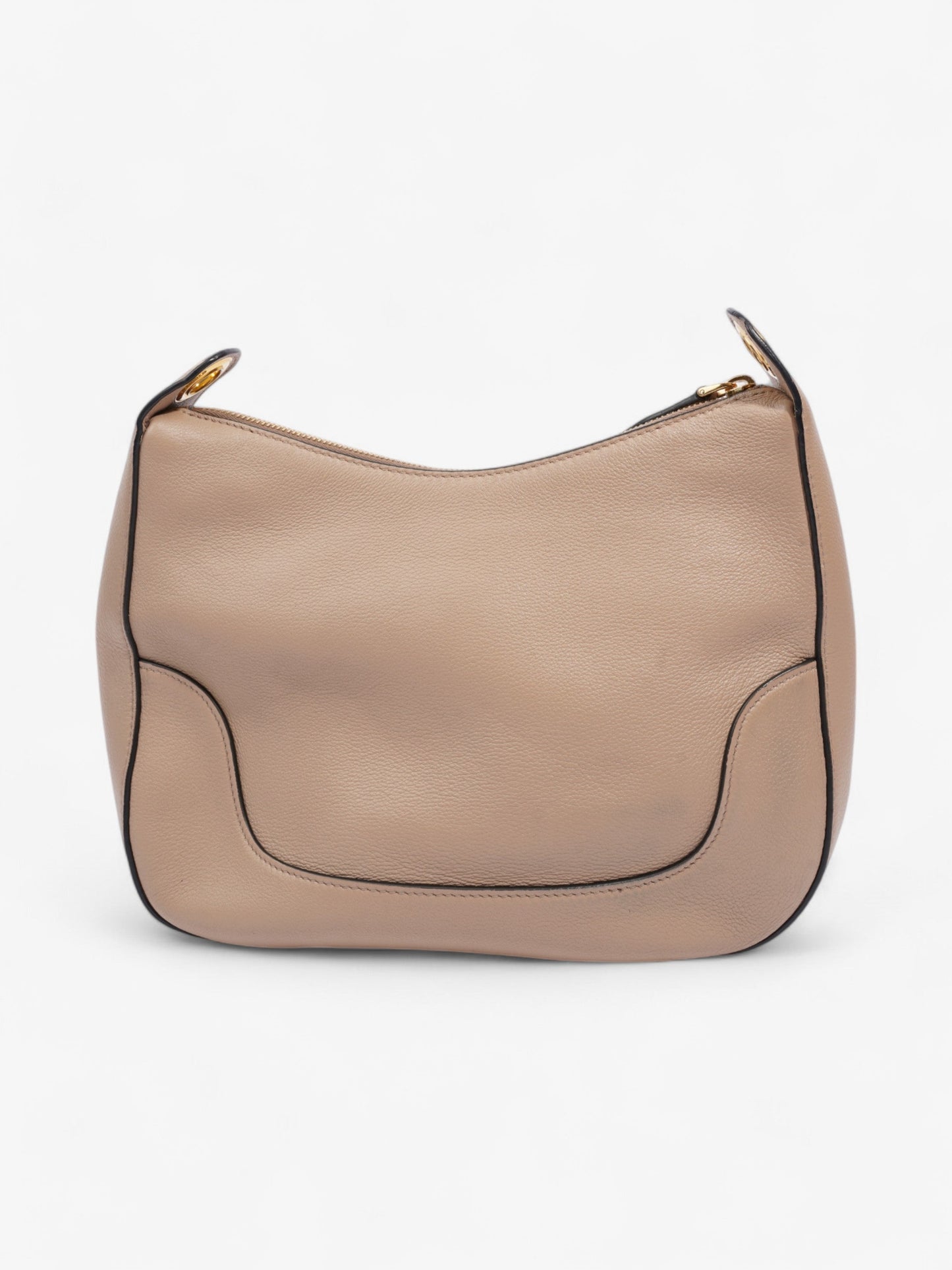 Prada Zipped Hobo Taupe Calfskin Leather Beige Leather