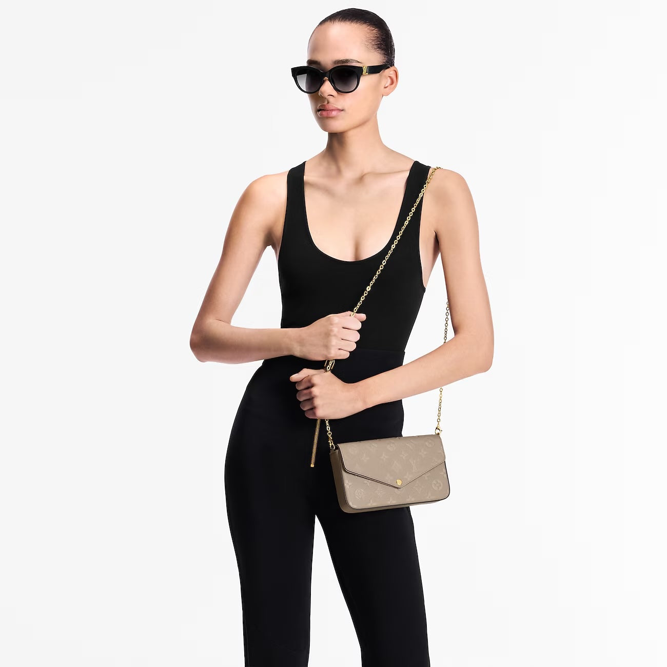  LOUIS VUITTON MONOGRAM EMPREINTE LEATHER POCHETTE FÉLICIE CROSSBODY