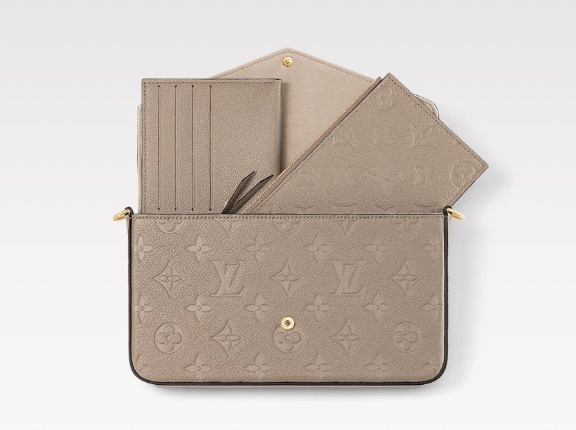  LOUIS VUITTON MONOGRAM EMPREINTE LEATHER POCHETTE FÉLICIE CROSSBODY