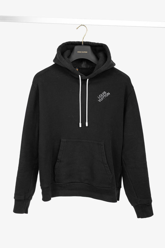 Louis Vuitton Black Embroidered Signature Cotton Hoodie