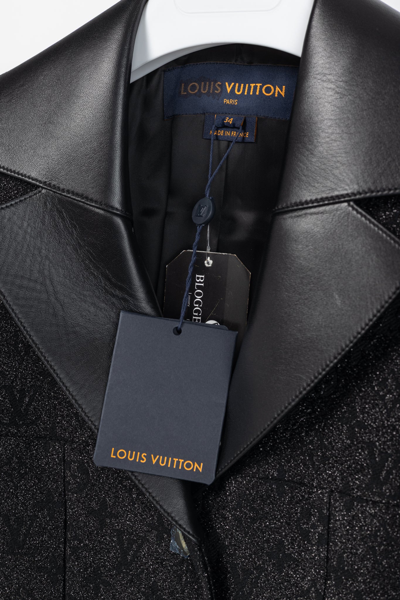 Louis Vuitton Black Monogram Wool Leather Insert A-Line Glitter Coat