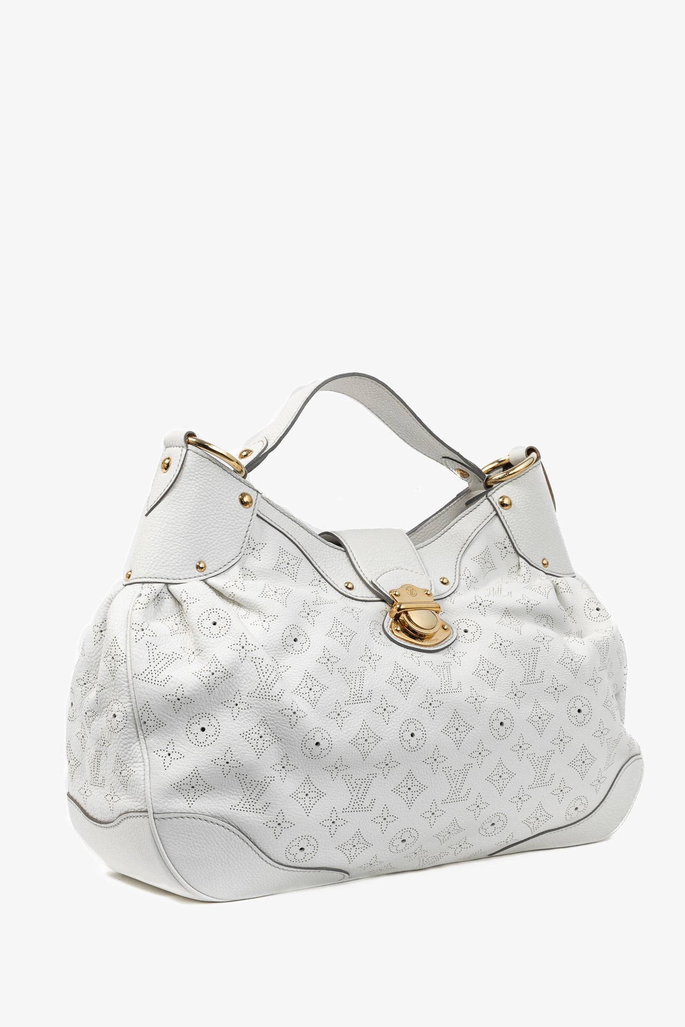Louis Vuitton Solar GM White Mahina Perforated Leather Hobo