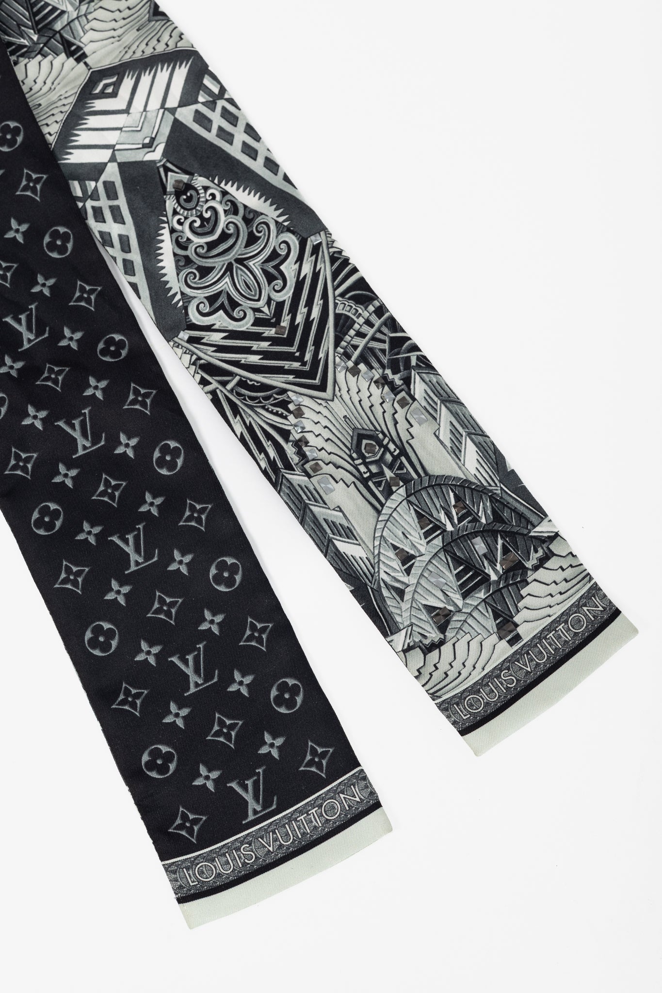 Louis Vuitton LV Buildings Black Art Deco & Monogram Studded Bandeau