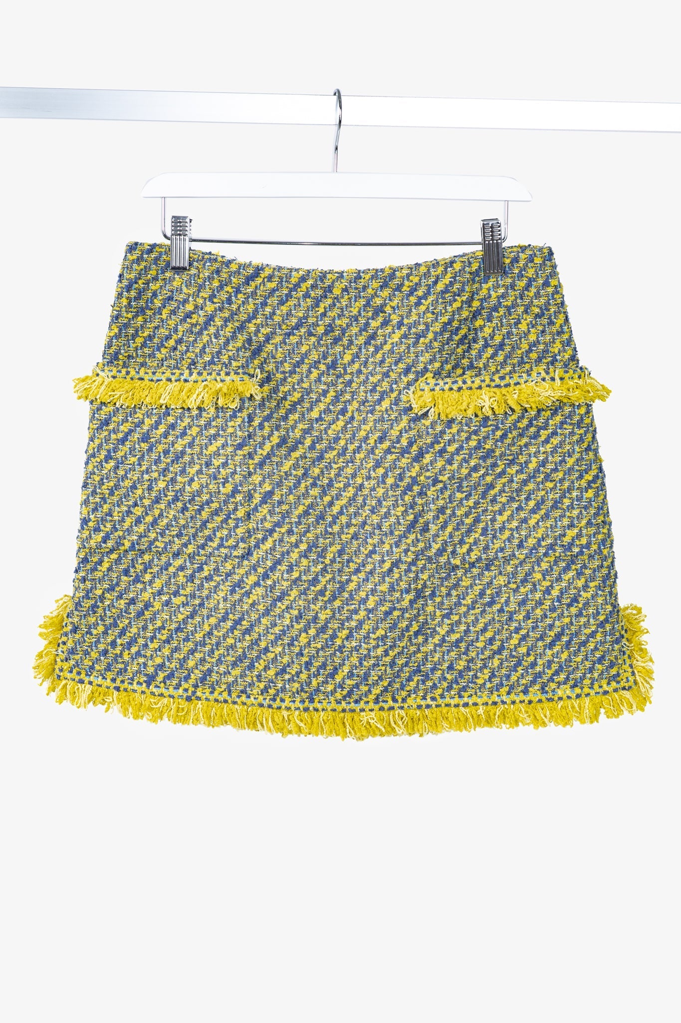 Louis Vuitton Resort 2014 Yellow & Blue Cotton-Tweed Mini Skirt