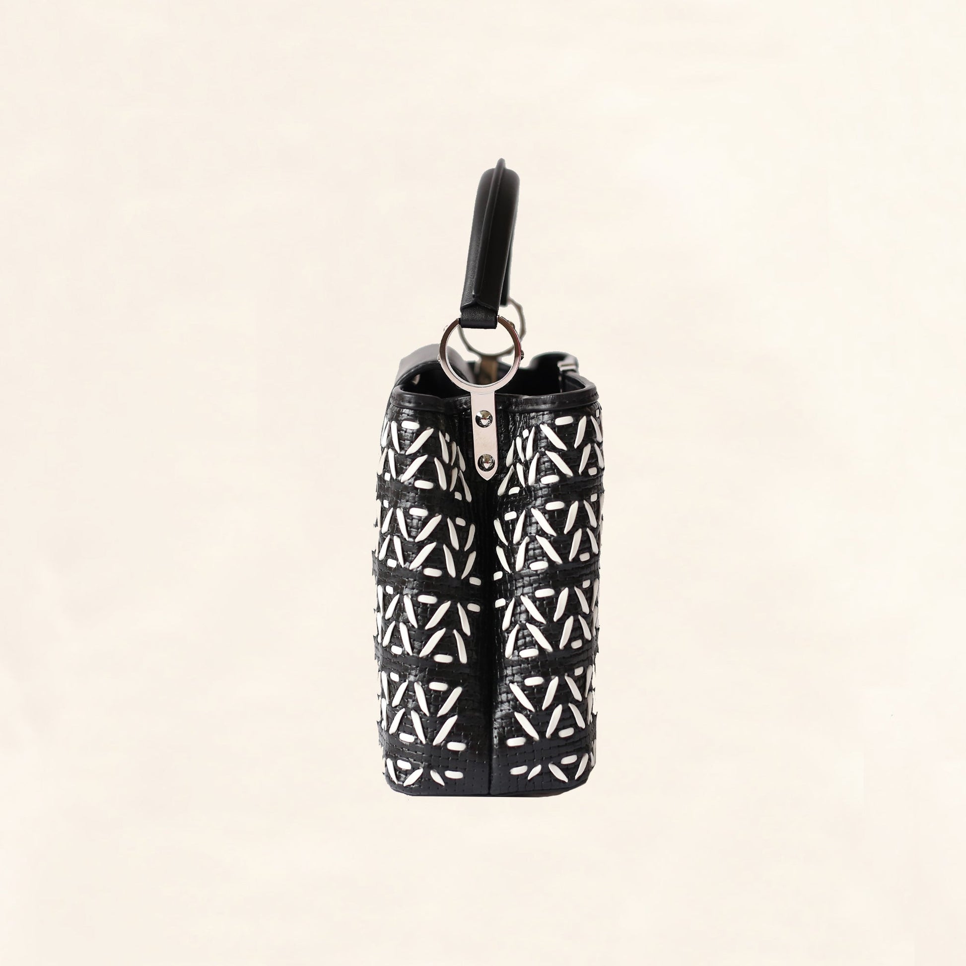 Louis Vuitton | Black and White Plaited Leather Capucines | BB Crossbody