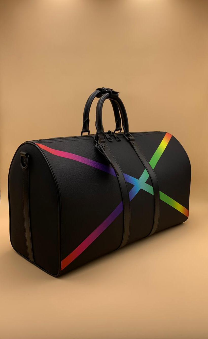 Louis Vuitton | Keepall Bandouliere 50 Black Taiga Rainbow Cross Crossbody
