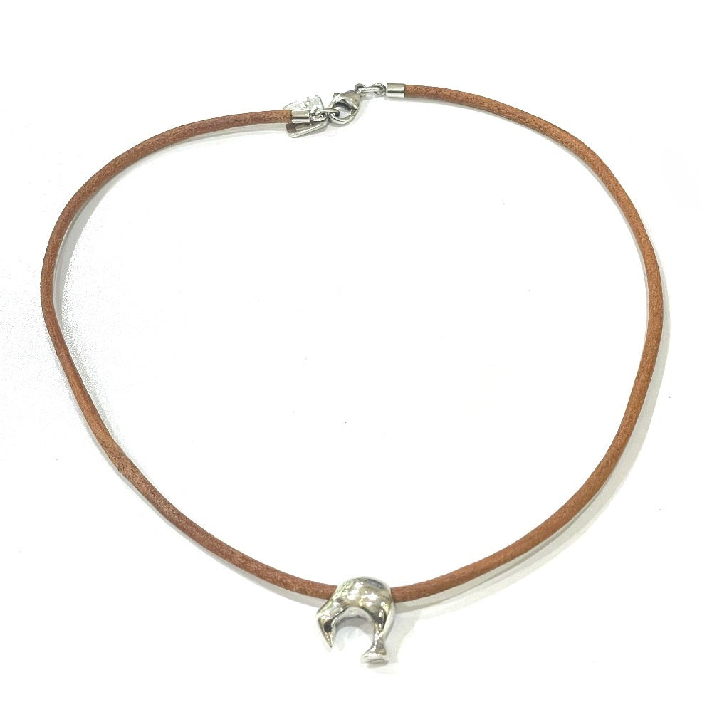 LOUIS VUITTON choker Leather, Silver Kiwi Kiwi LV cup