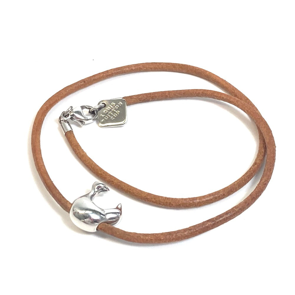 LOUIS VUITTON choker Leather, Silver Kiwi Kiwi LV cup