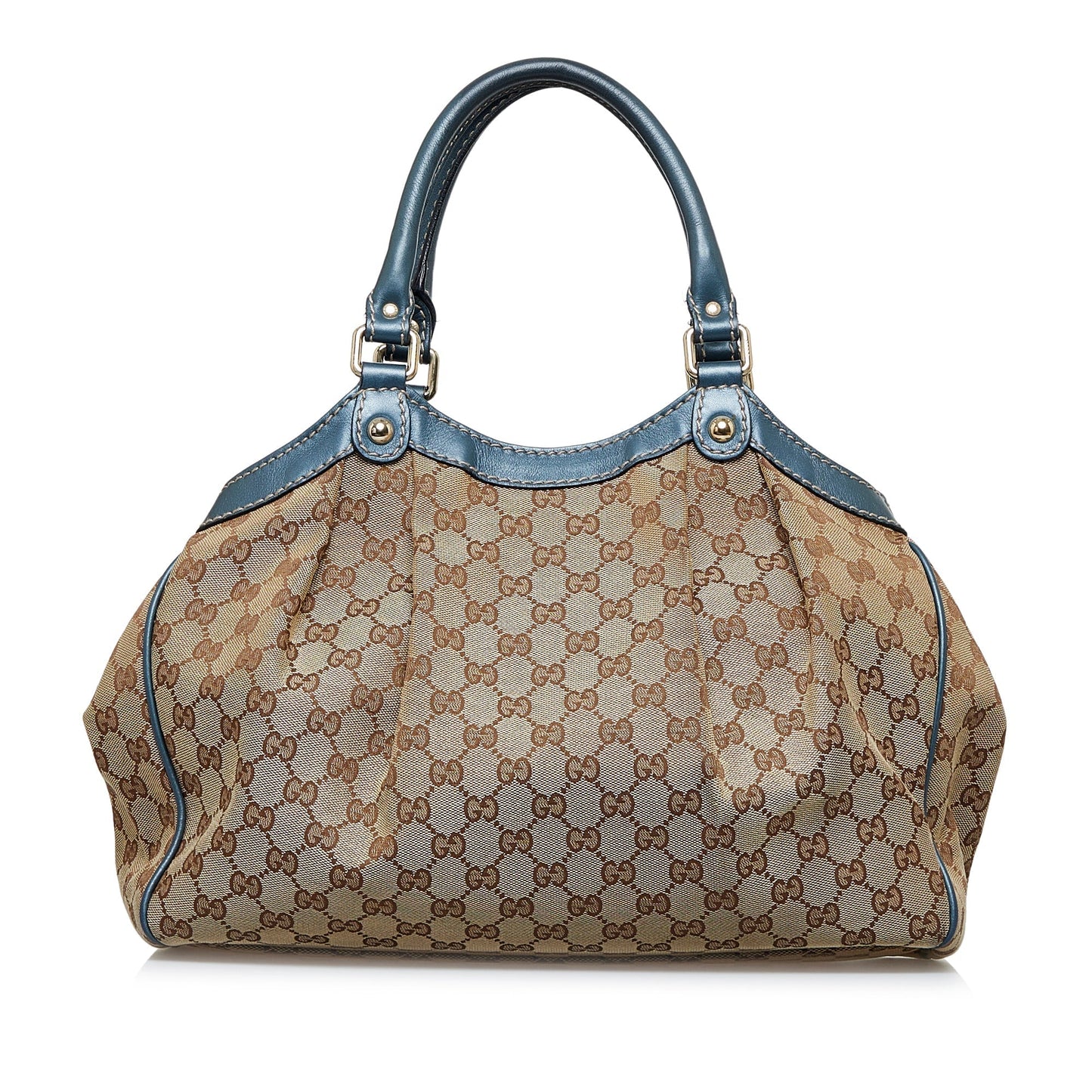 Gucci Sukey Brown Leather Canvas Tote Style 3
