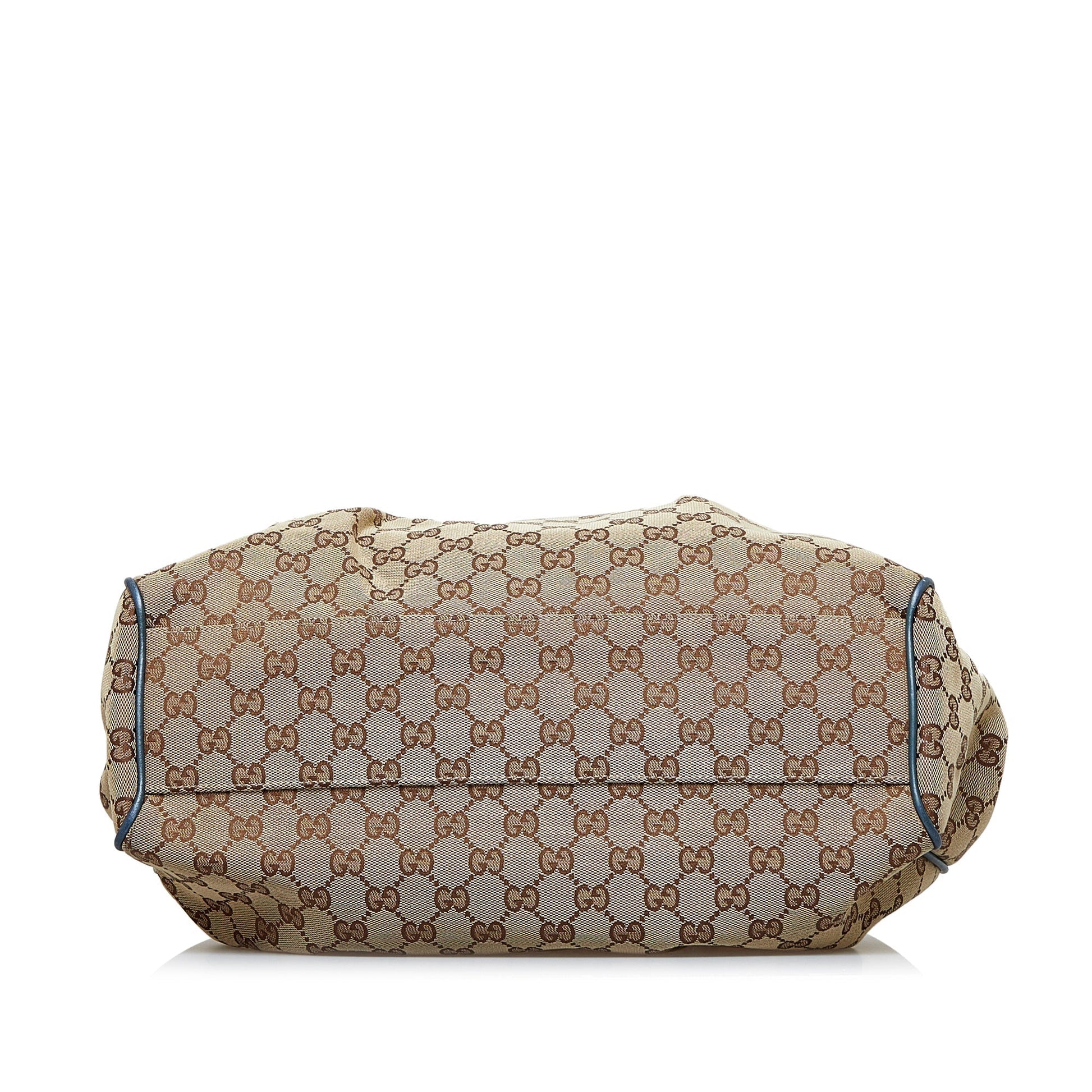 Gucci Sukey Brown Leather Canvas Tote Style 3