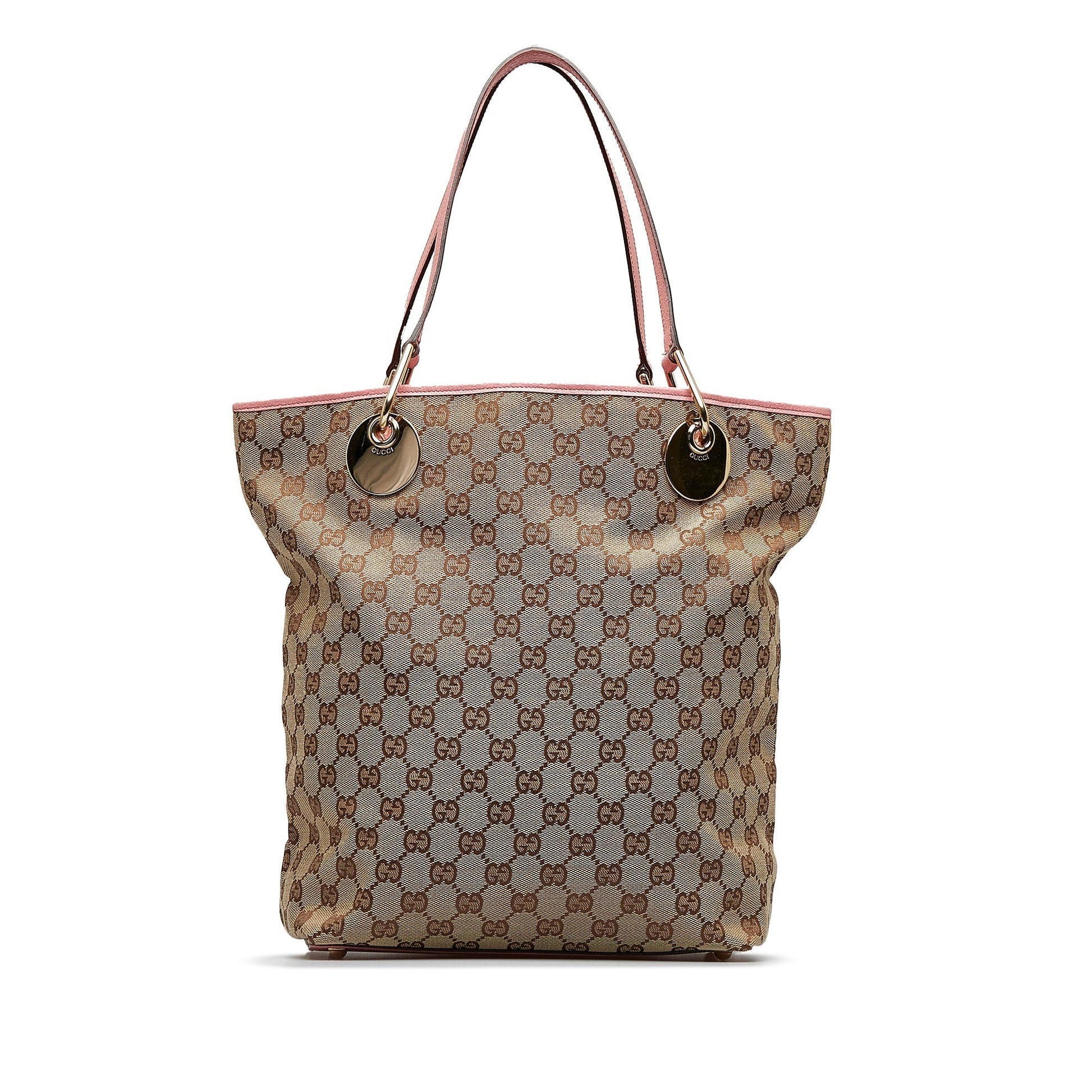 Gucci Brown Leather Canvas Tote Style 24