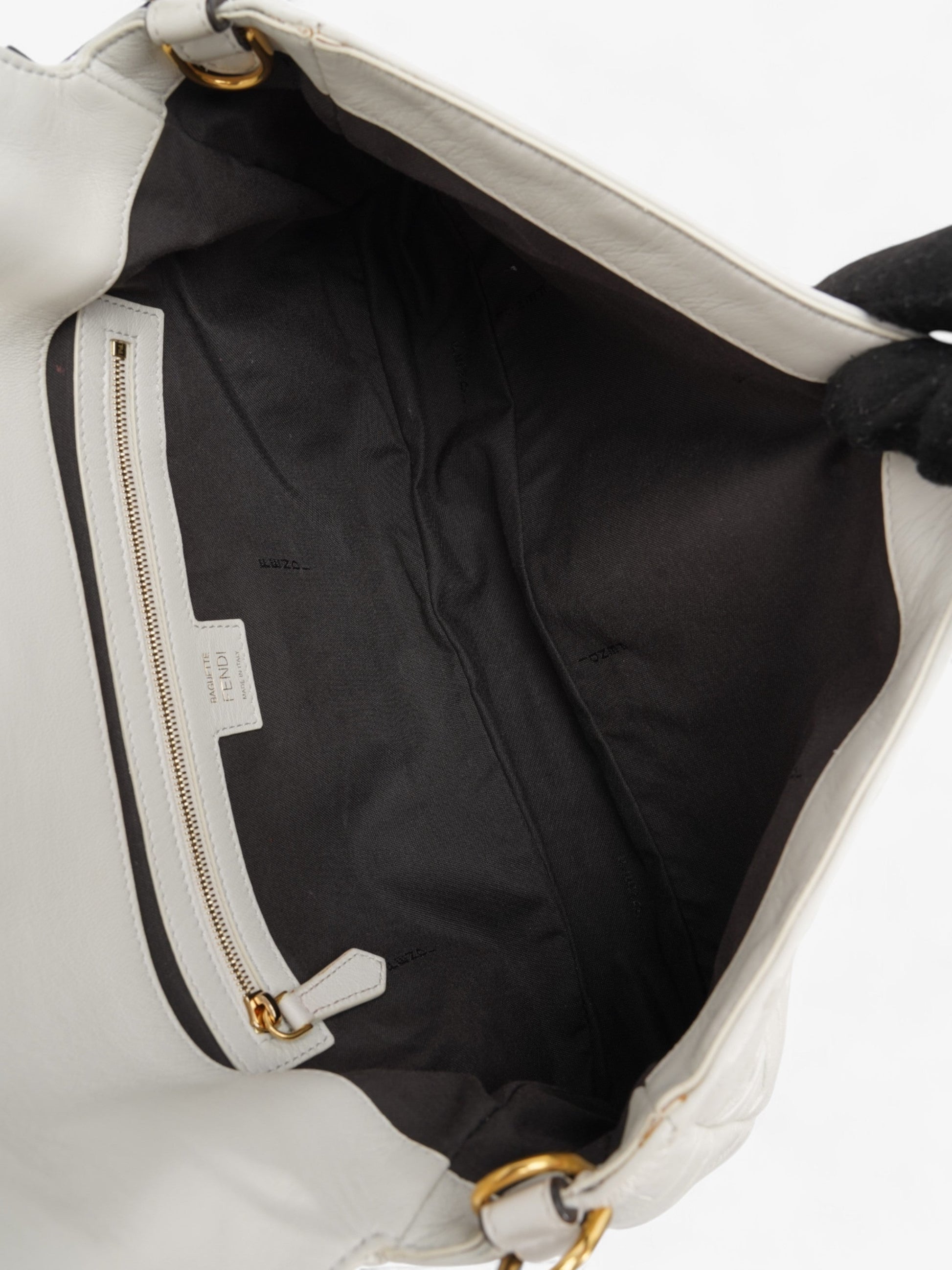 Fendi Baguette White Embossed Leather