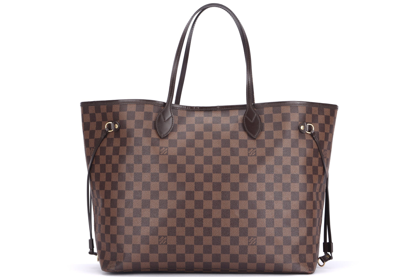 LOUIS VUITTON NEVERFULL ( ) GM SIZE DAMIER EBÈNE CANVAS GOLD HARDWARE, NO DUST COVER Tote