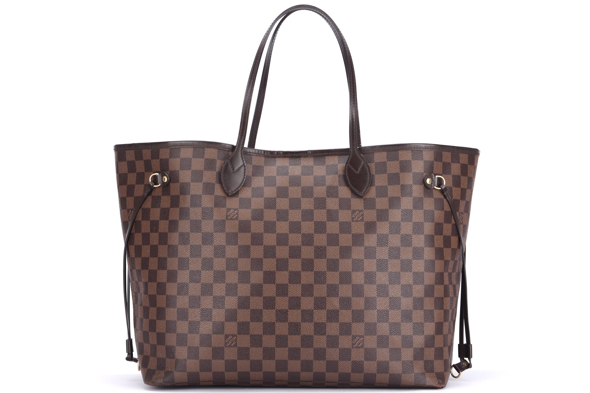 LOUIS VUITTON NEVERFULL ( ) GM SIZE DAMIER EBÈNE CANVAS GOLD HARDWARE, NO DUST COVER Tote