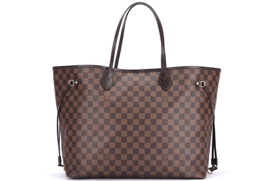LOUIS VUITTON NEVERFULL ( ) GM SIZE DAMIER EBÈNE CANVAS GOLD HARDWARE, NO DUST COVER Tote