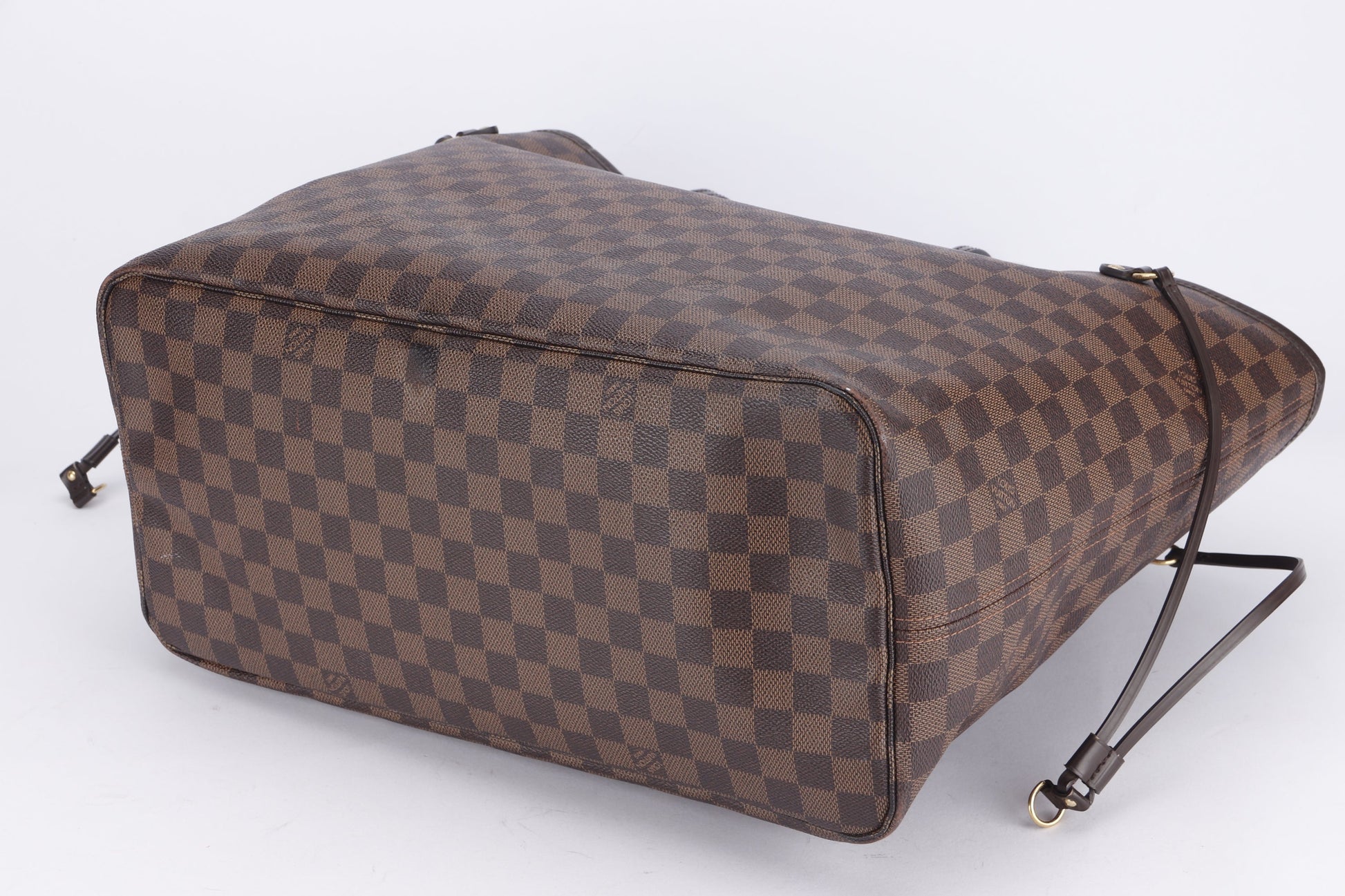 LOUIS VUITTON NEVERFULL ( ) GM SIZE DAMIER EBÈNE CANVAS GOLD HARDWARE, NO DUST COVER Tote