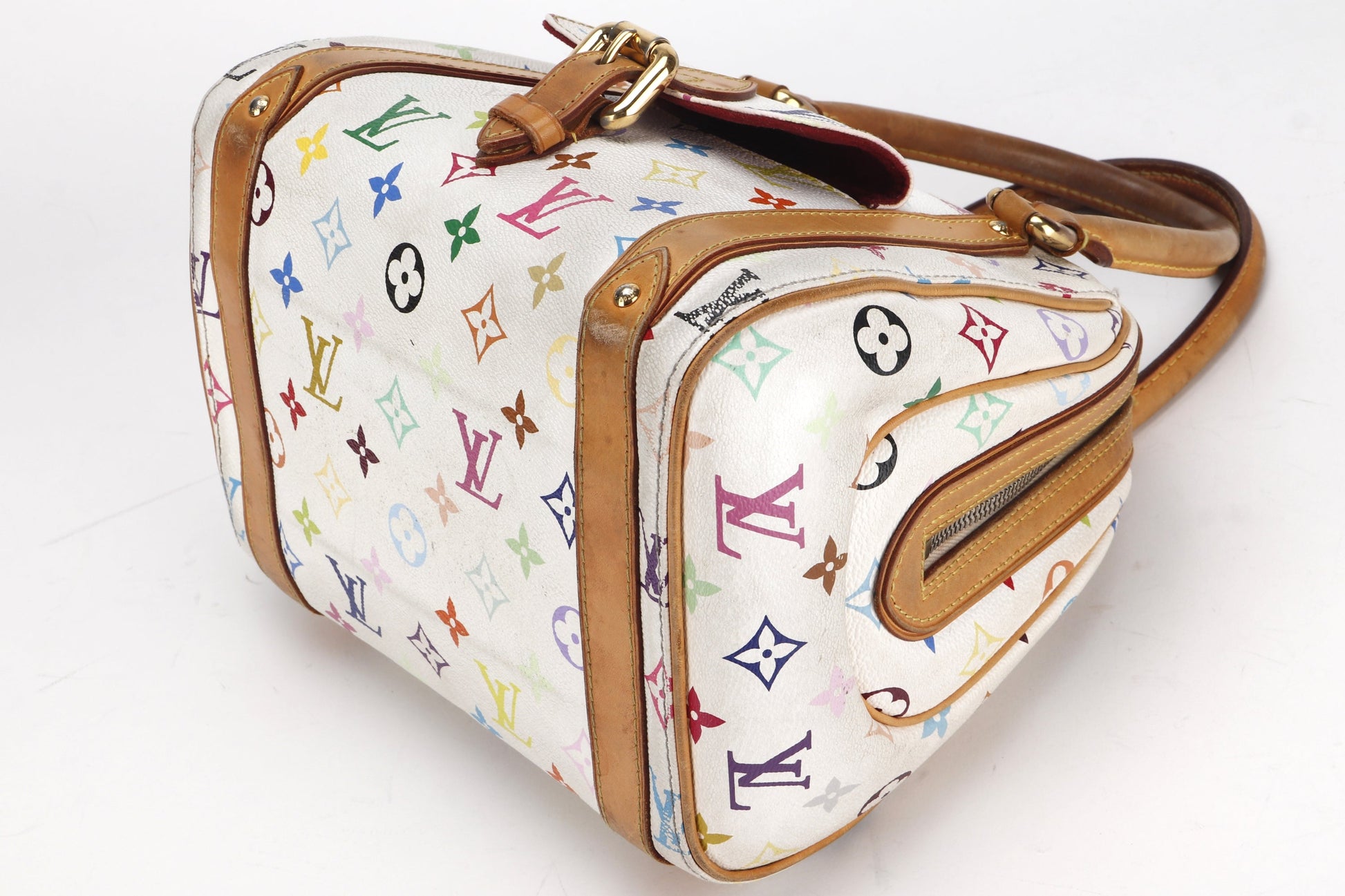 LOUIS VUITTON PRISCILLA MM ( ) MULTICOLOR WHITE MONOGRAM GOLD HARDWARE, NO DUST COVER Handbag