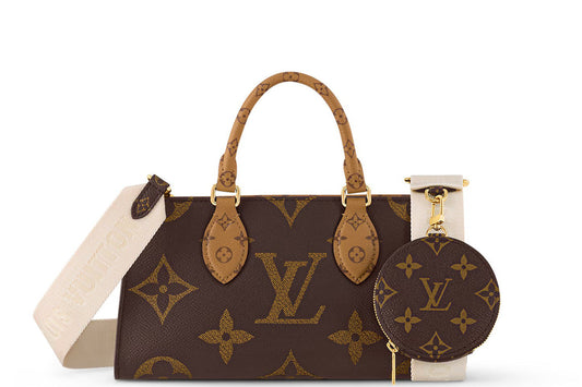 LOUIS VUITTON ONTHEGO EAST WEST MONOGRAM REVERSE WITH ROUND POUCH & STRAP, WITH DUST COVER & BOX