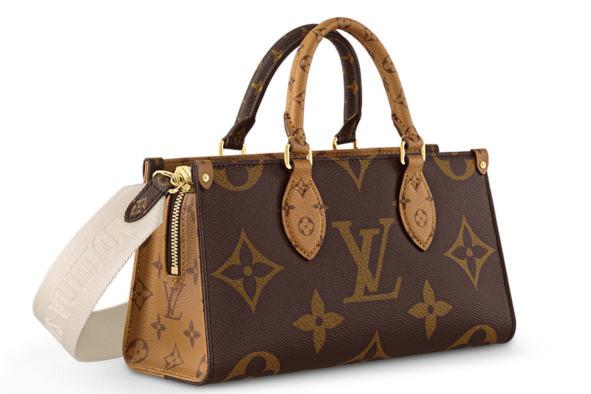 LOUIS VUITTON ONTHEGO EAST WEST MONOGRAM REVERSE WITH ROUND POUCH & STRAP, WITH DUST COVER & BOX