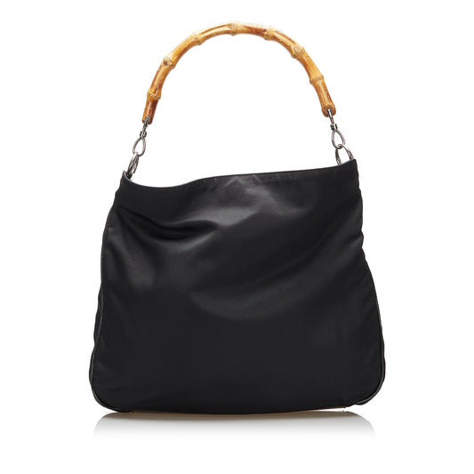 Gucci Nylon Leather Top Handle Handbag