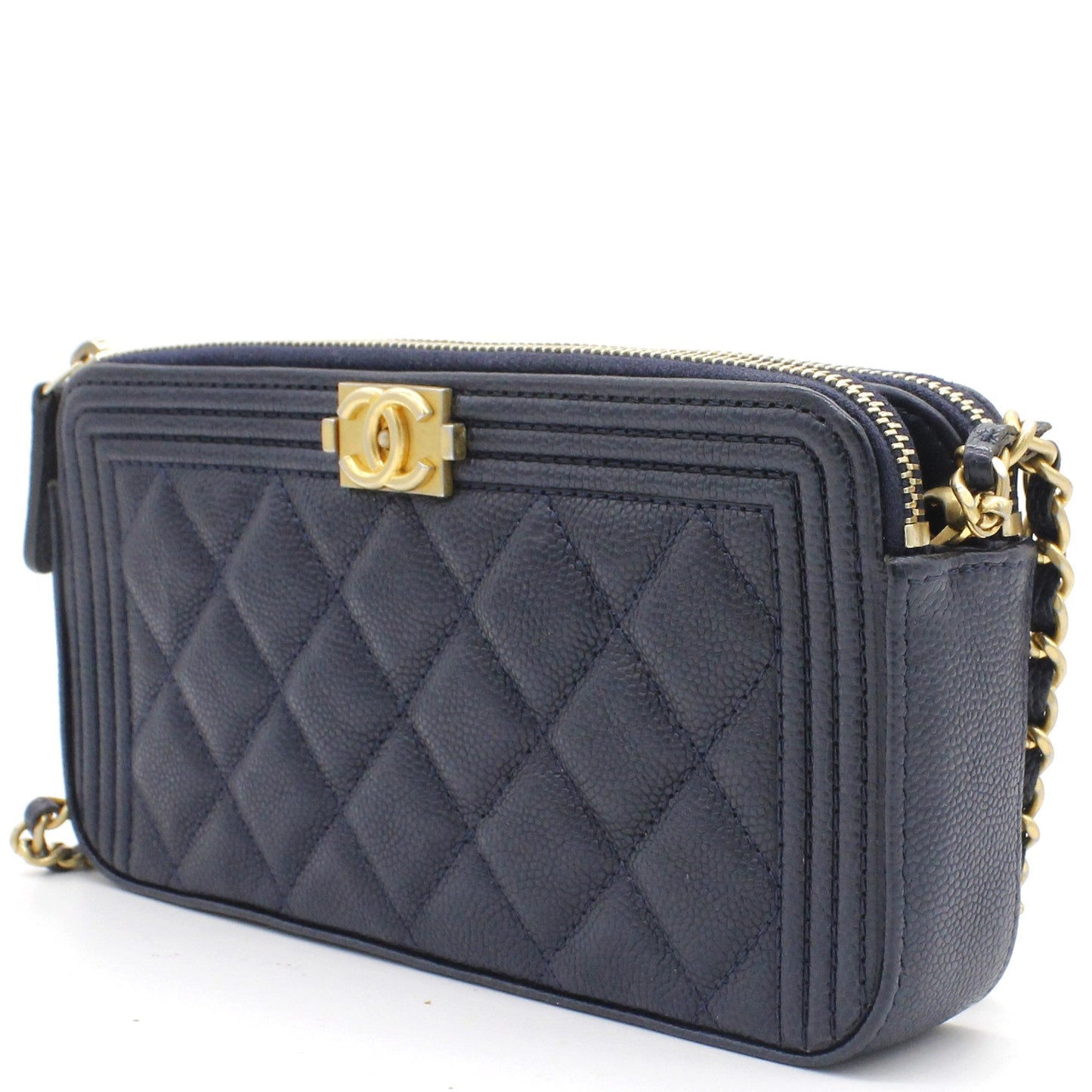 Chanel Boy Double Zip Around Wallet on Chain Woc