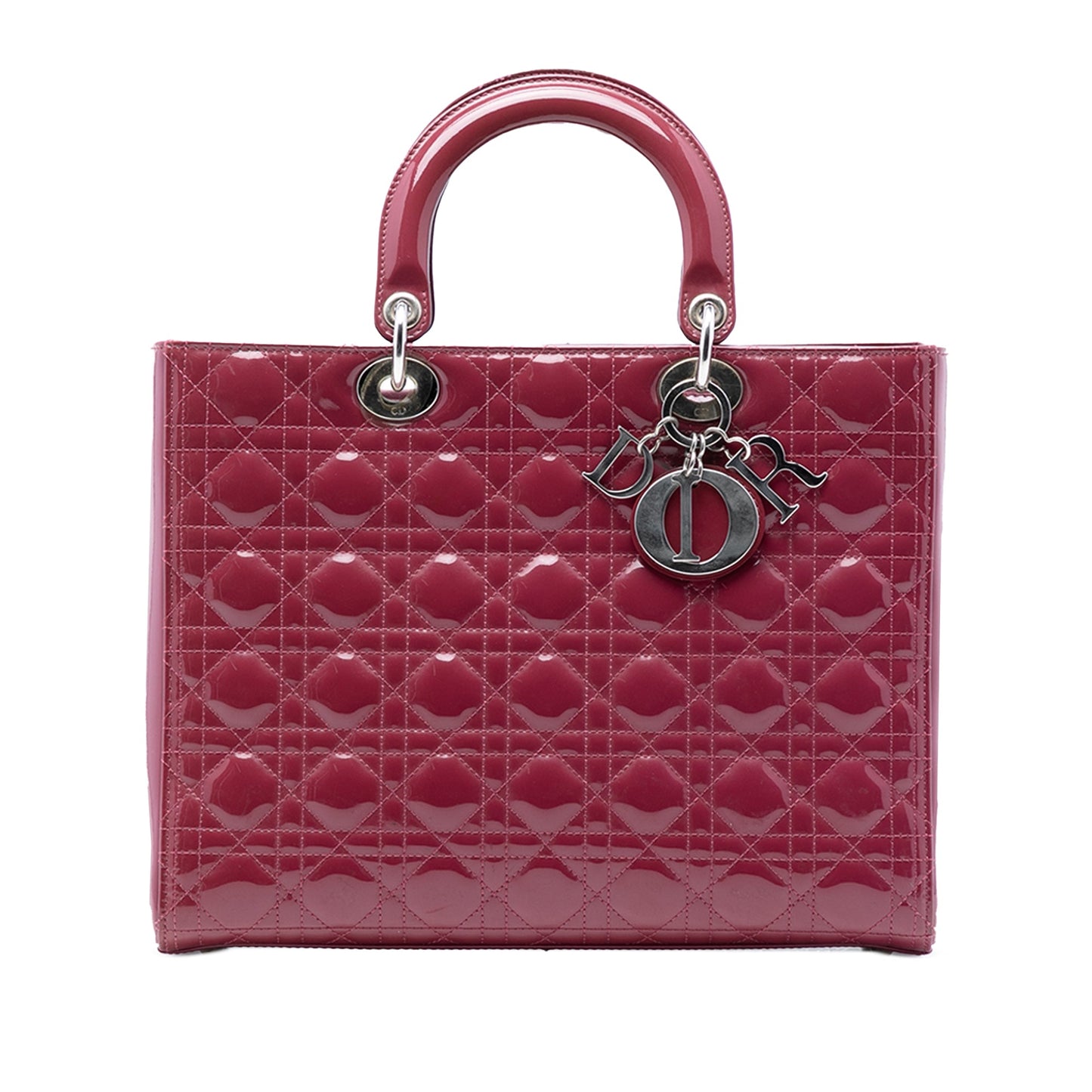 Red Dior Large Patent Cannage Lady Dior Satchel
