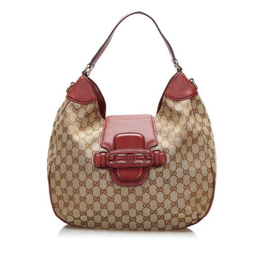 Gucci Brown Leather Canvas Shoulder Bag Style 2