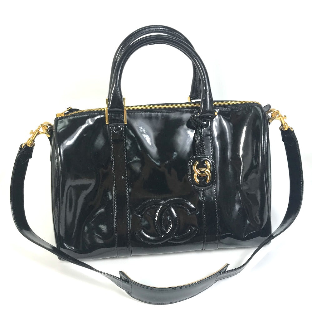 CHANEL Boston Duffel bag enamel black CC COCO Mark Women d