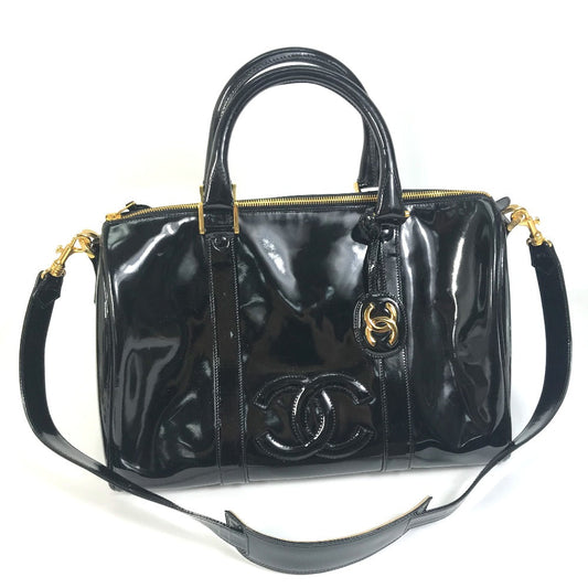 CHANEL Boston Duffel bag enamel black CC COCO Mark Women d