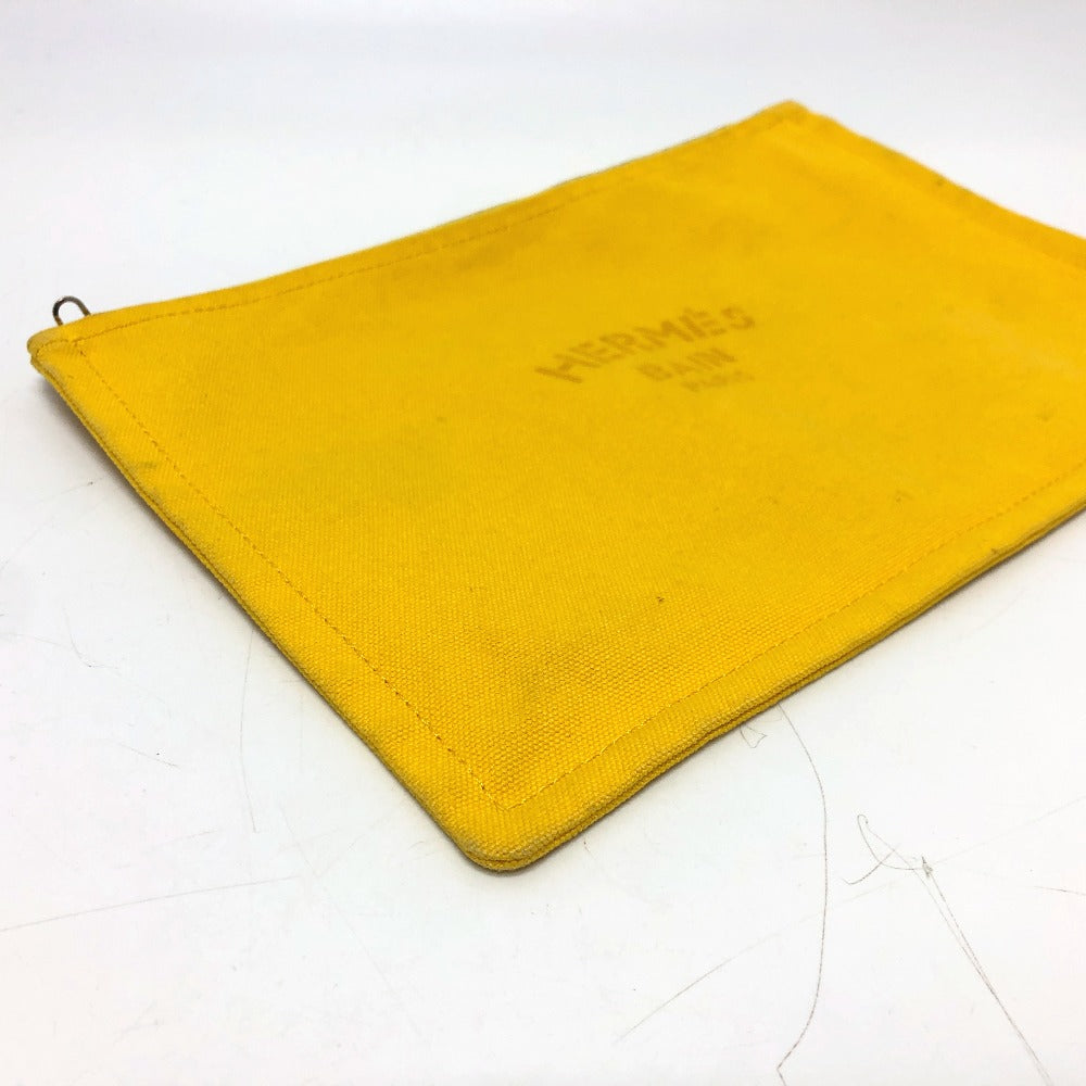 HERMES Pouch canvas yellow New Yachting Pouch GM Women