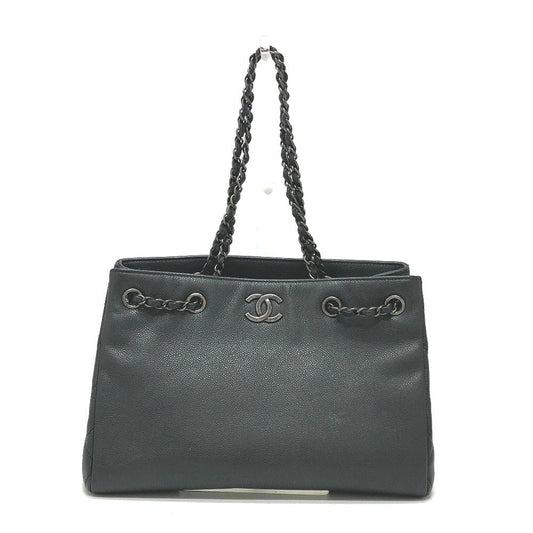 CHANEL Shoulder Bag Caviar skin gray CC COCO Mark Tote Bag