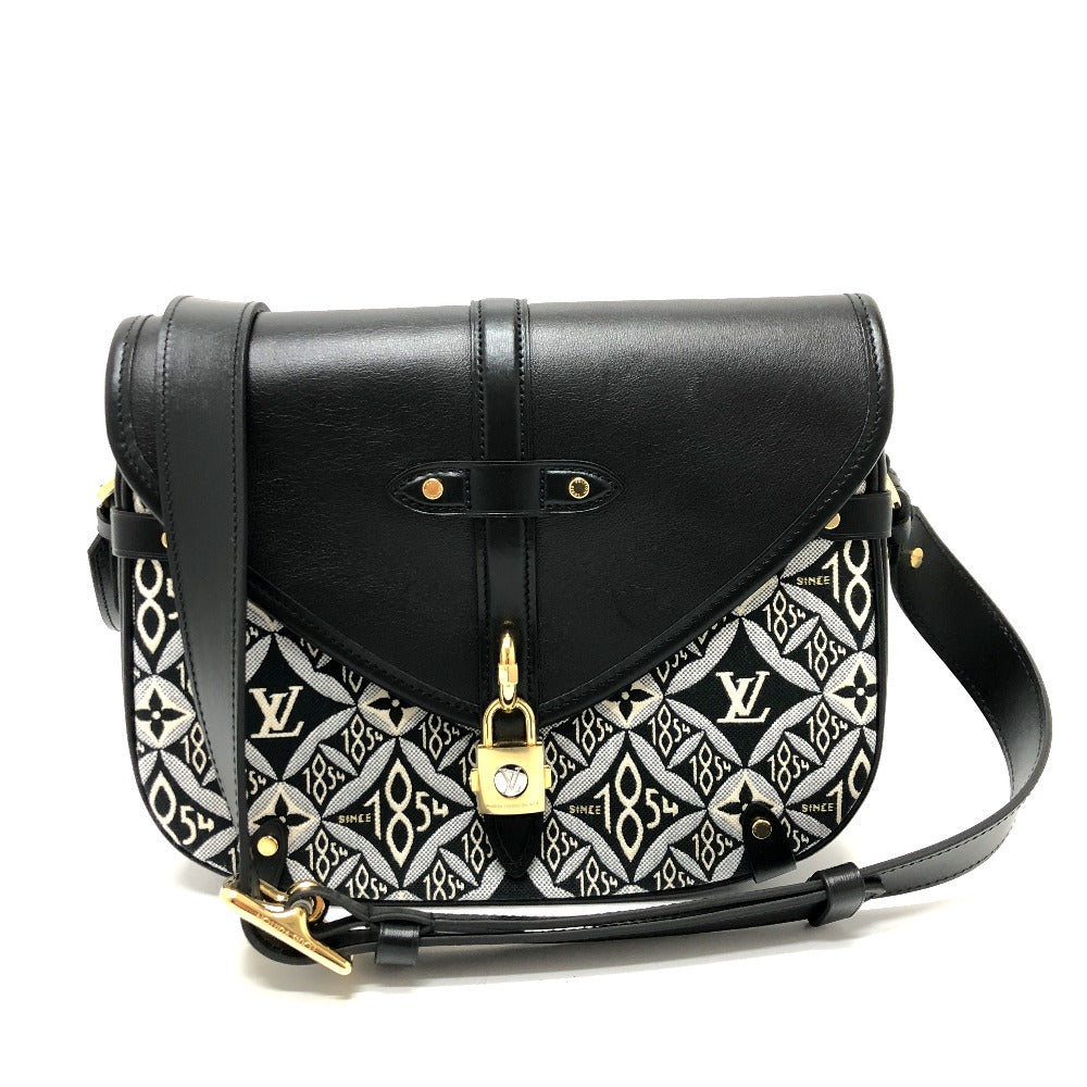 LOUIS VUITTON Shoulder Bag Canvas / leather Black / Navy Since1854 Neo Saumur MM Women