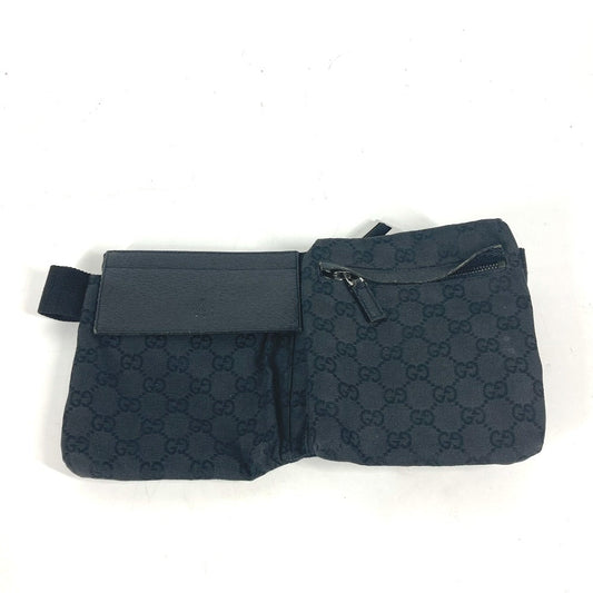 GUCCI Waist bag 28566 GG canvas black GG canvas W pocket mens