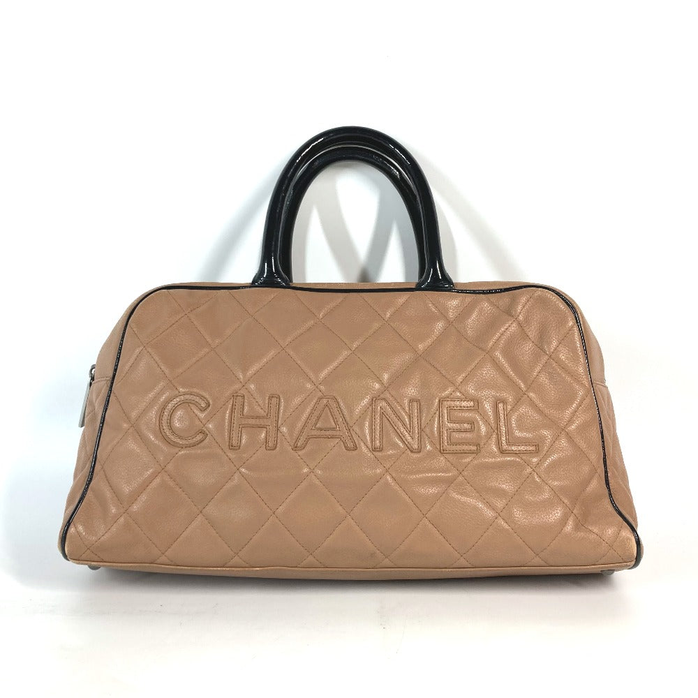 CHANEL Boston Duffel bag Caviar skin Beige type Sports bag logo quilting