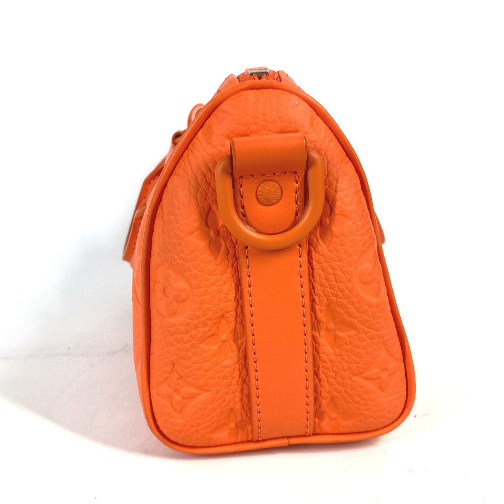 LOUIS VUITTON Handbag Taurillon Clemence Leather Orange Monogram Keepall bandouliere25 mens
