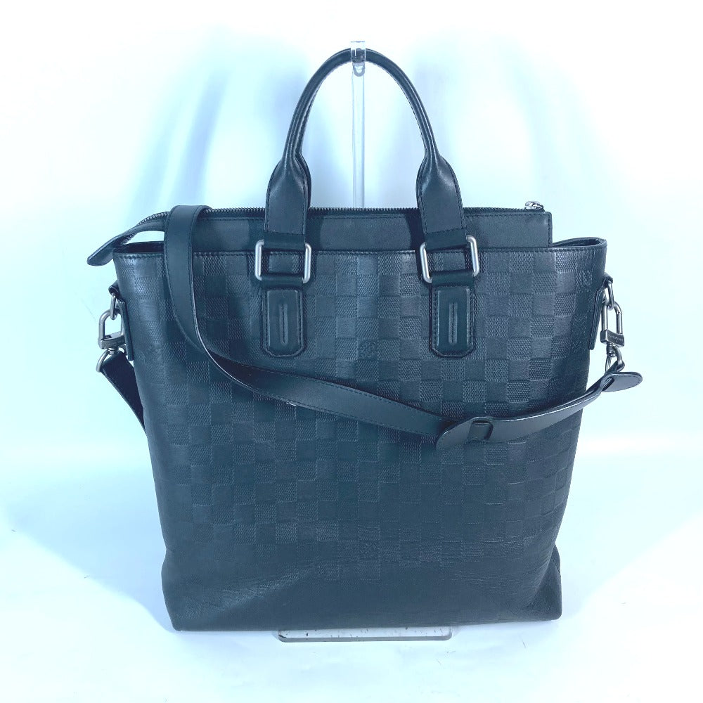 LOUIS VUITTON Business bag Damier Anfini Leather black Damier Anfini Daily Tote mens