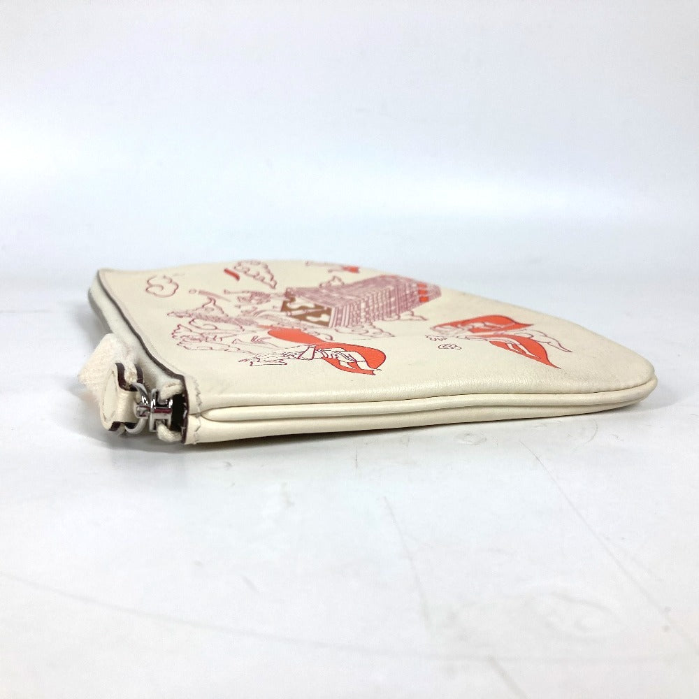 HERMES Pouch leather Ivorytype Carre pocket long