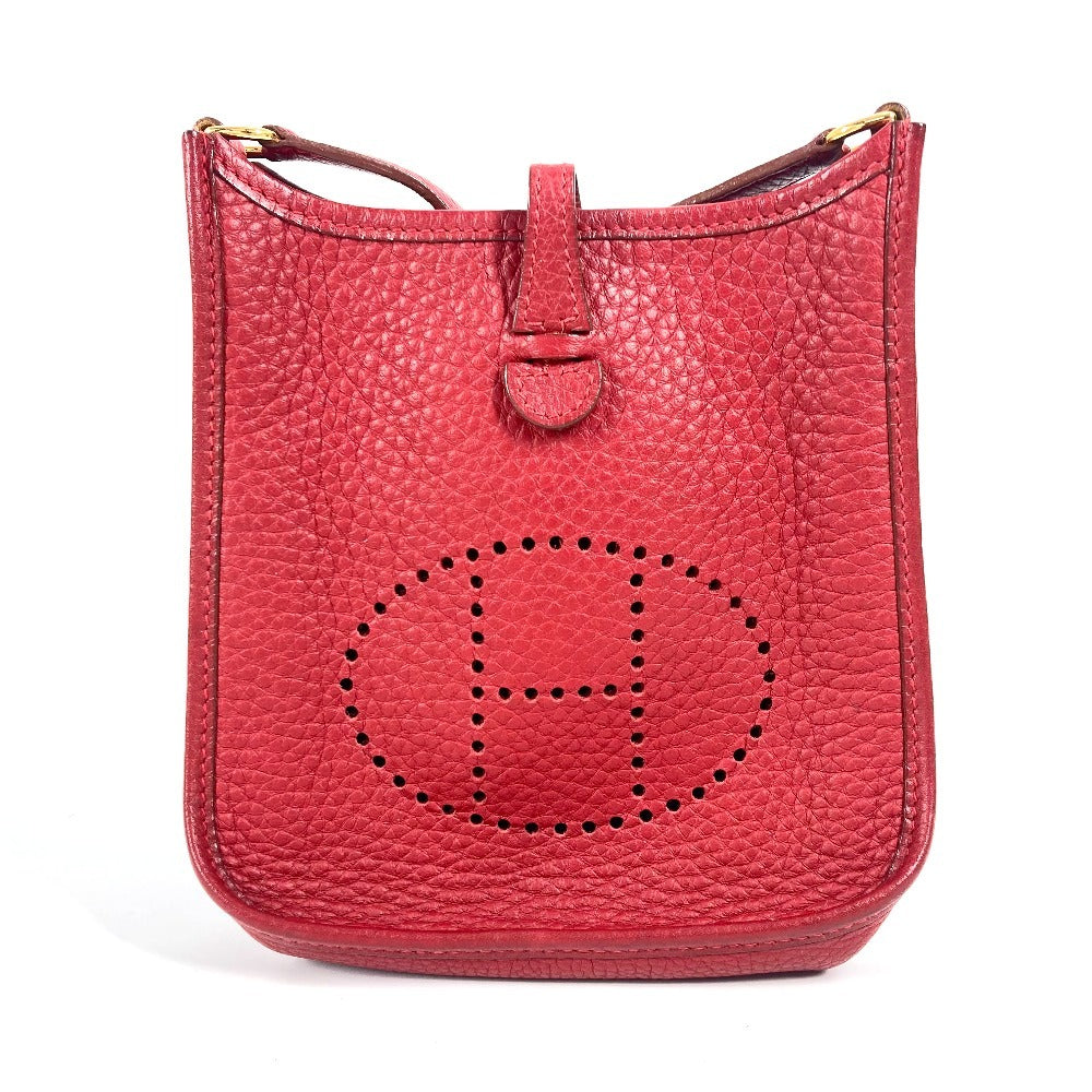 HERMES Shoulder Bag Taurillon Clemence Red Evelyn TPM Women
