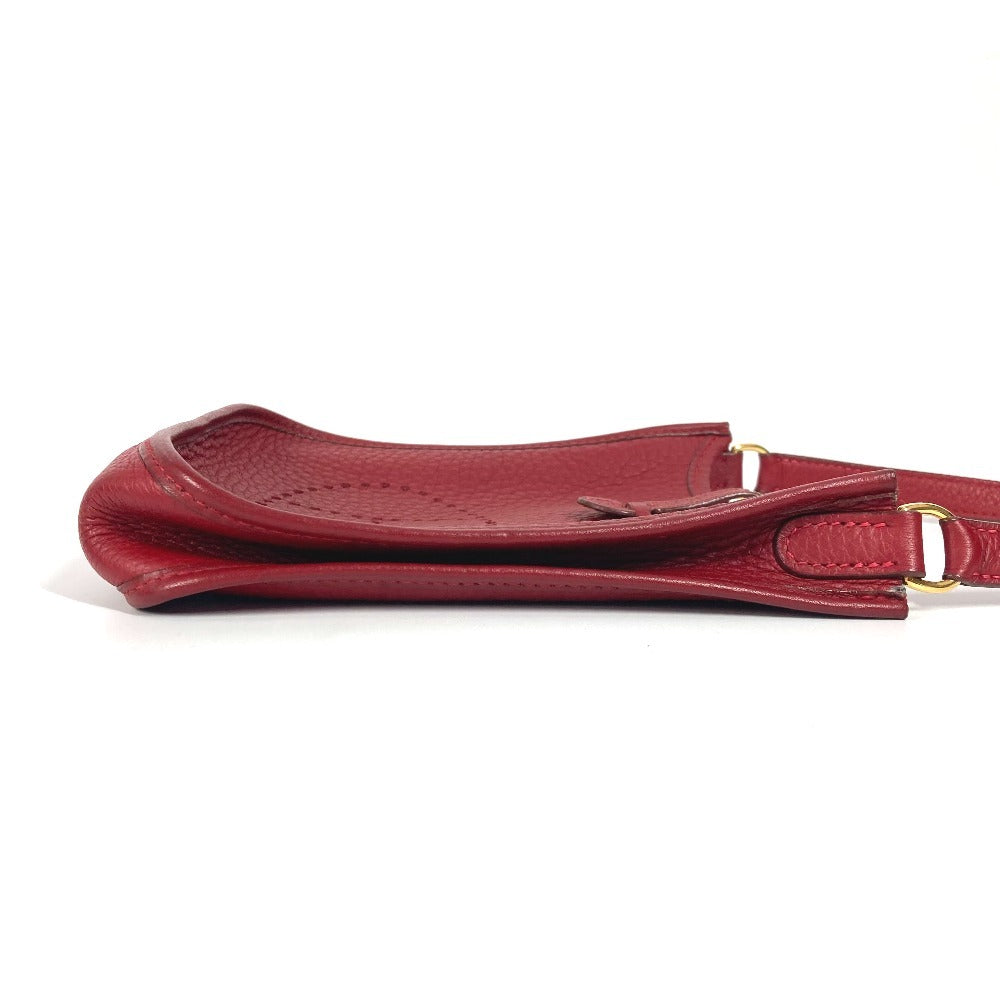 HERMES Shoulder Bag Taurillon Clemence Red Evelyn TPM Women