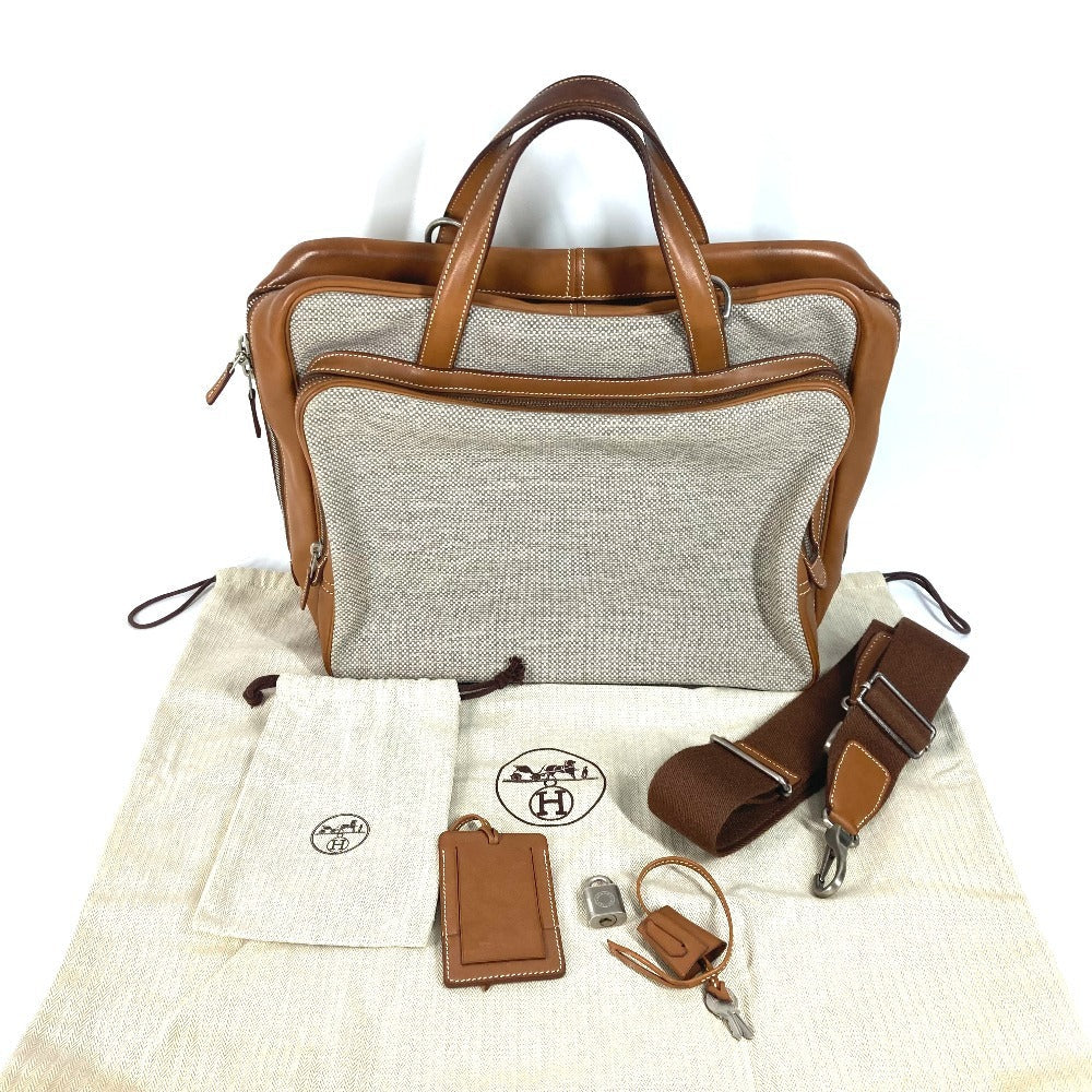 HERMES Business bag , Toile H Technique x Barenia Brown bag Currysh Express unisex(Unisex)