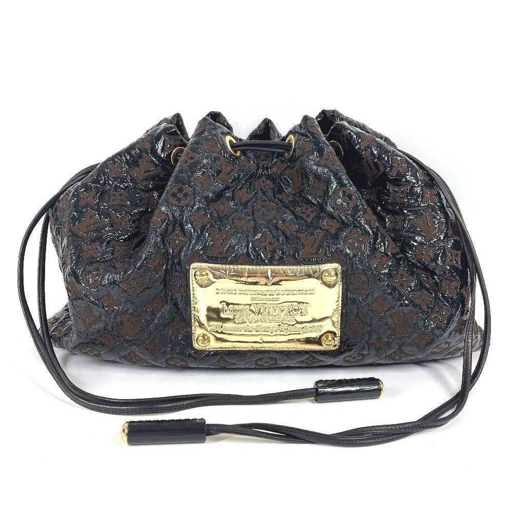 LOUIS VUITTON Shoulder Bag Leather/Canvas, Plastics black Monogram Elvinyl Squeeze