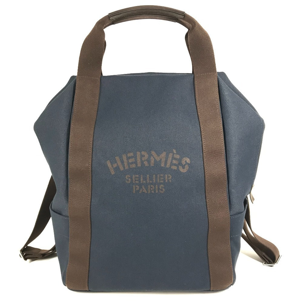 HERMES Backpack cotton Navy sacked panther jug room