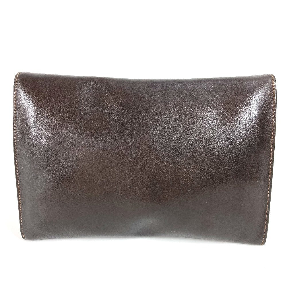 HERMES Clutch bag leather Brown logo