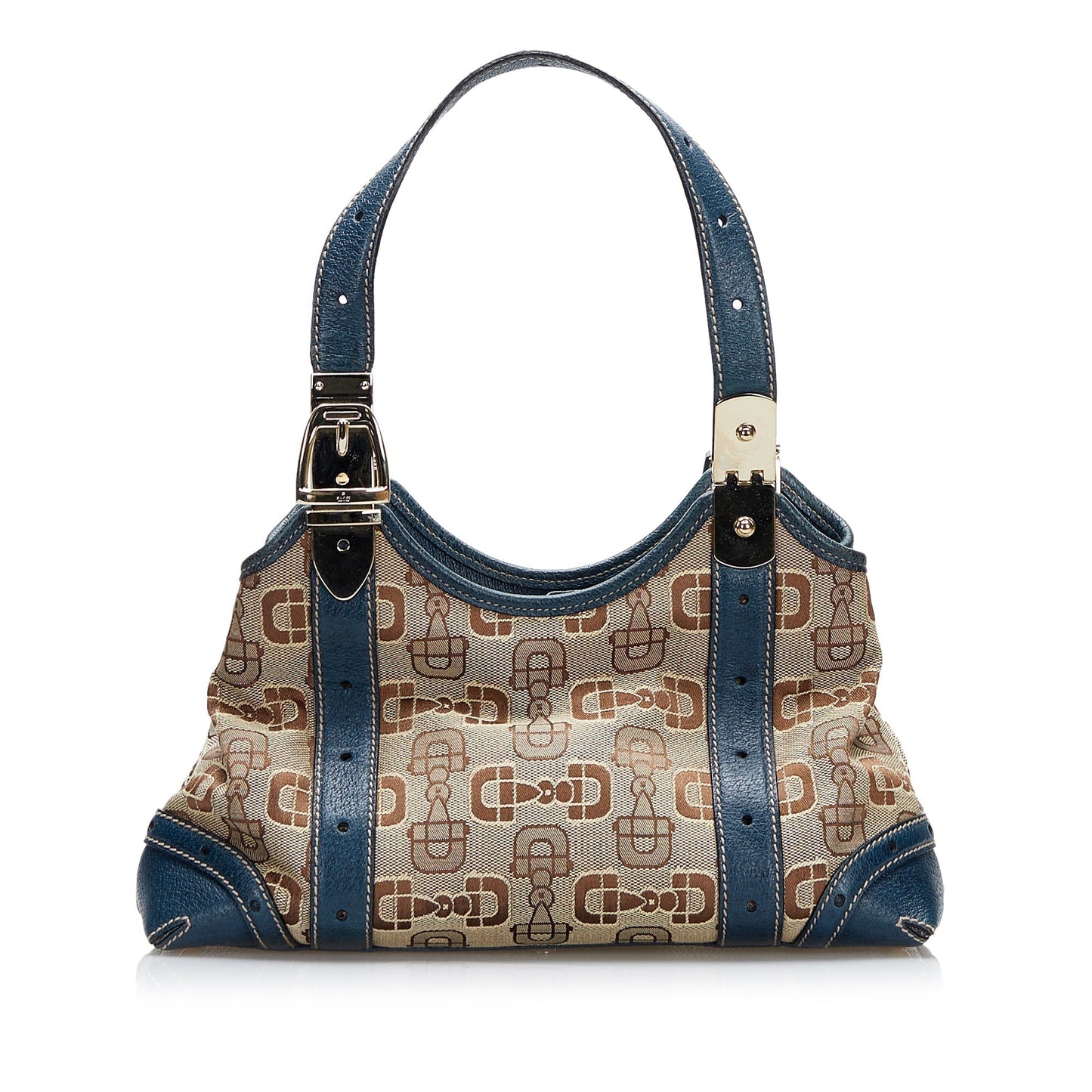 Gucci Horsebit Leather Canvas Shoulder Bag Style 4