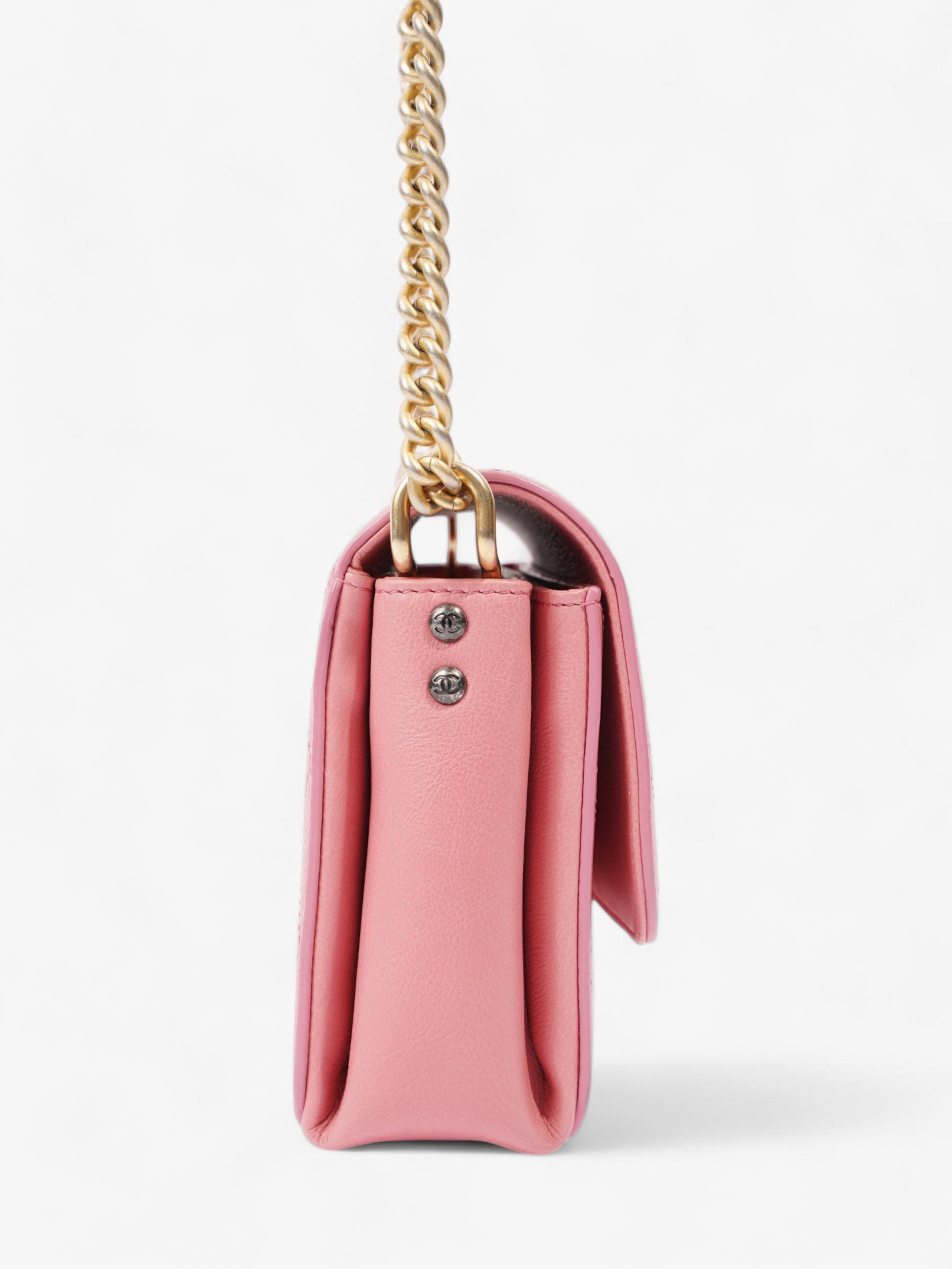 Chanel Quilted Crossbody Bag Pink Calfskin Leather