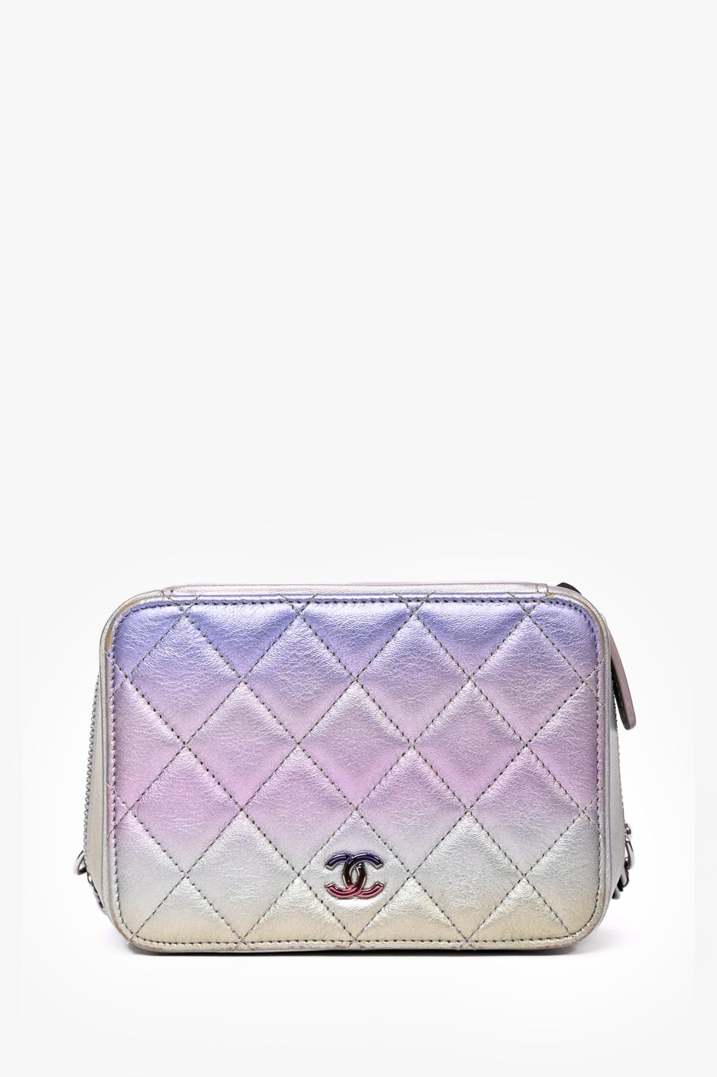 Chanel 2021 Iridescent Quilted Lambskin Cube Crossbody