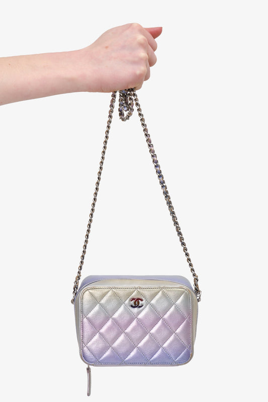 Chanel 2021 Iridescent Quilted Lambskin Cube Crossbody